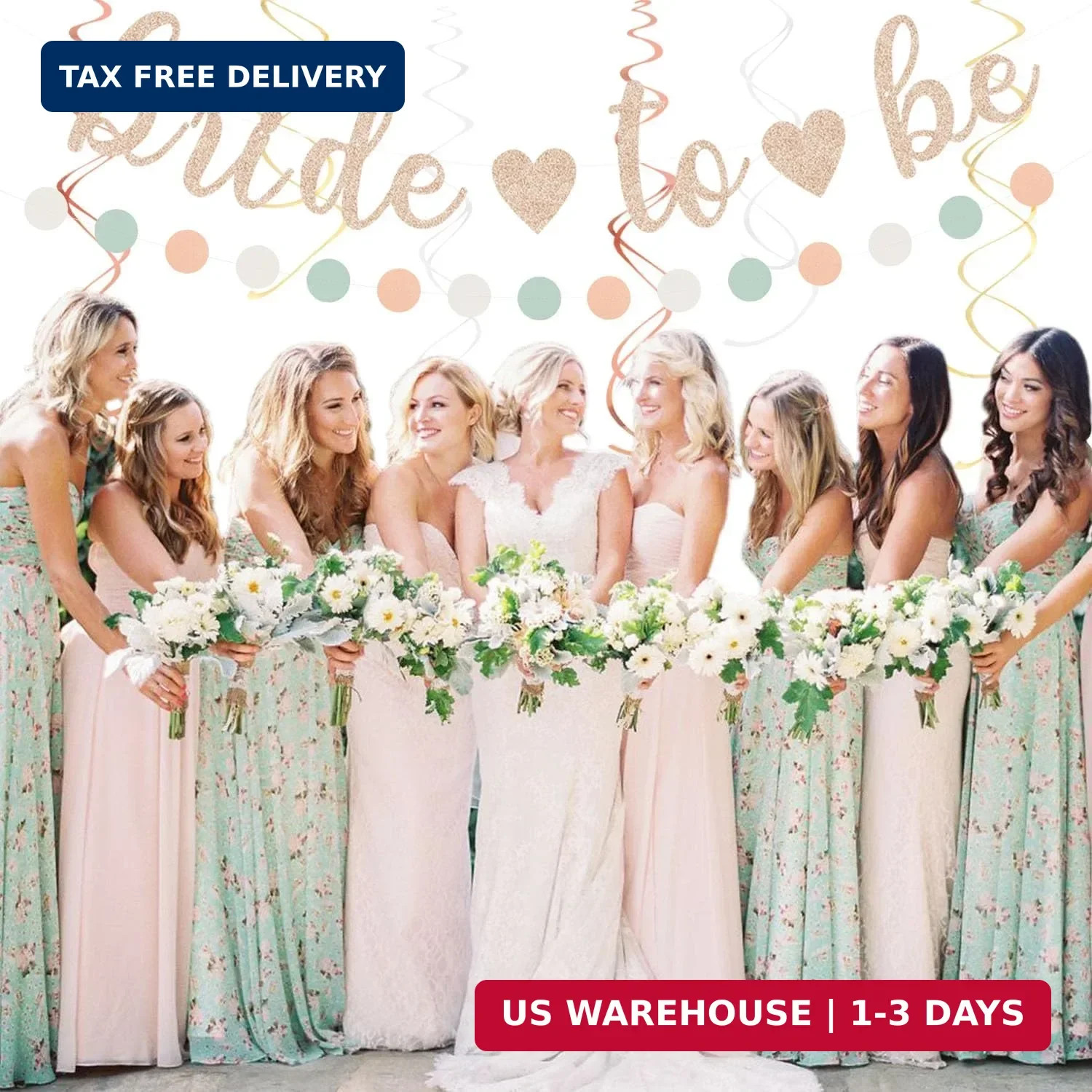 Sage-Green Pink-Beige Bridal-Shower Party-Decorations – 36pcs Bride to Be Banner