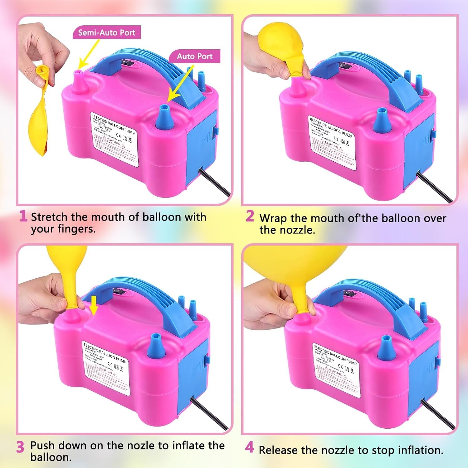 Energy-Efficient Balloon Blower Inflator – 110V 600W with Tying Tools Included