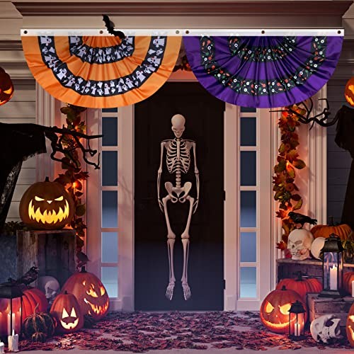 6 Pack Halloween Bunting Flag Halloween Decoration Outdoor Pleated Half Fan