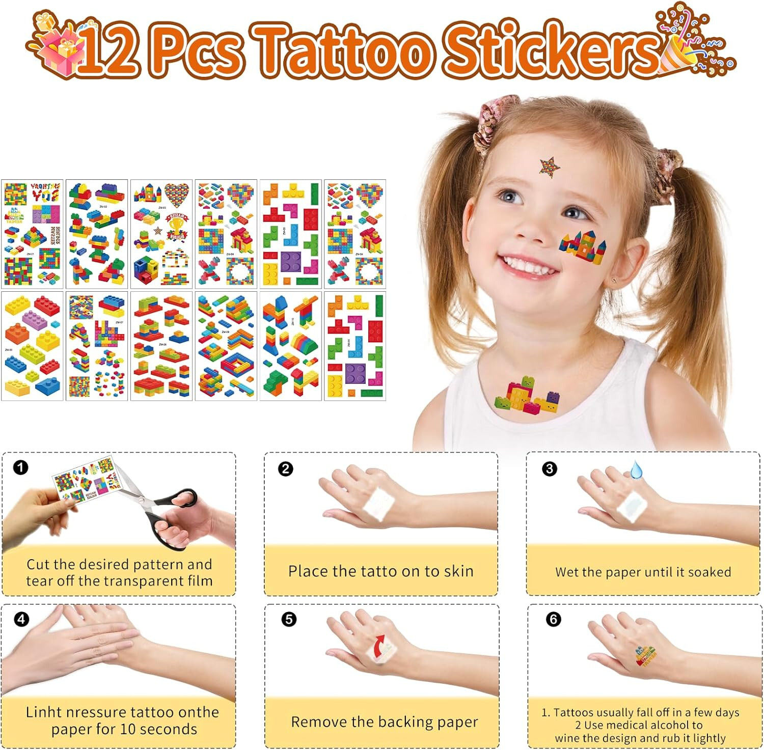 KIds Party Favor Set for 12, Ages 6-12, Building Blocks Theme Favors, 12 Sets