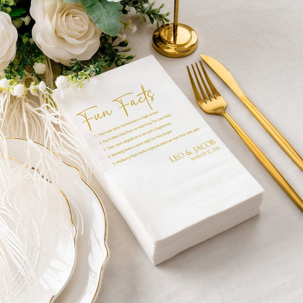 Personalized Wedding Napkins Fun Facts Reception Table Decor SATTNA0708