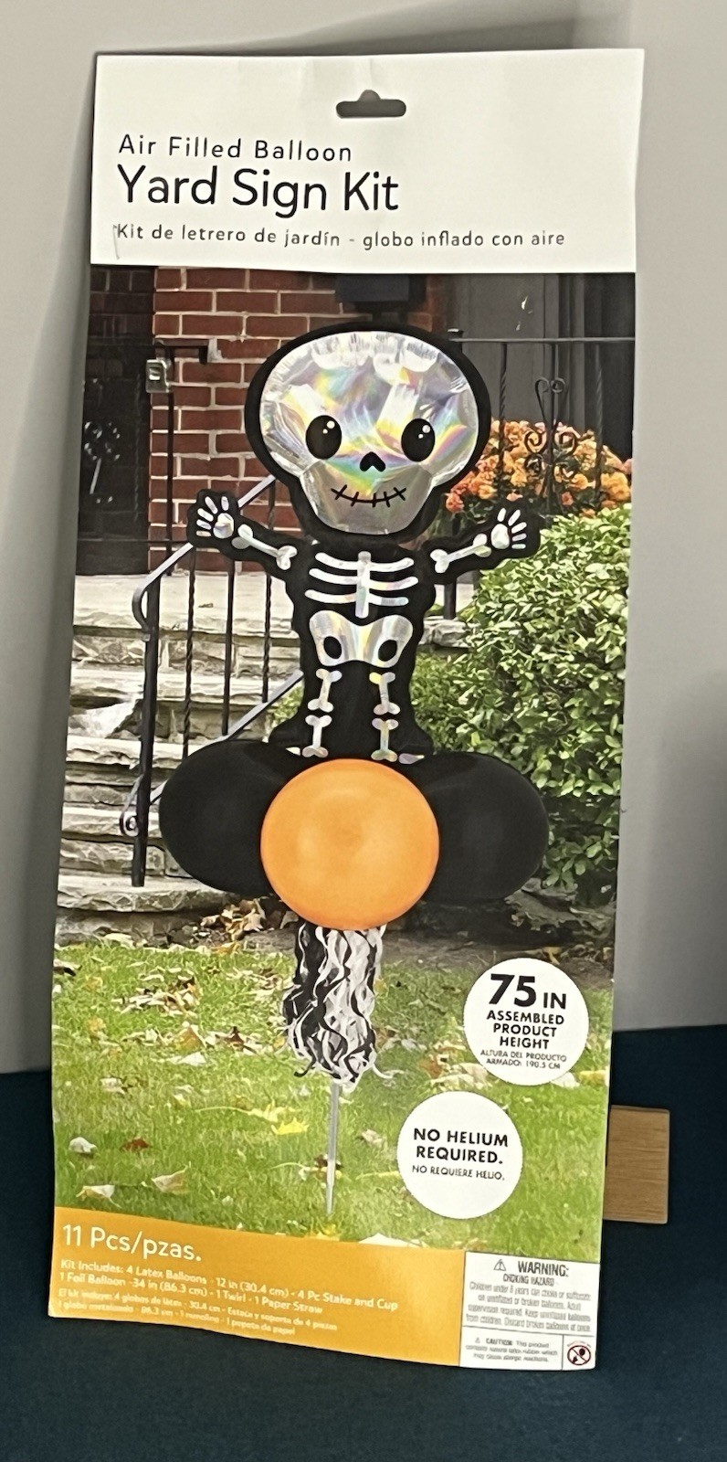 75″ Yard Sign Kit Iridescent Skeleton Air Filled Balloon Amscan Halloween