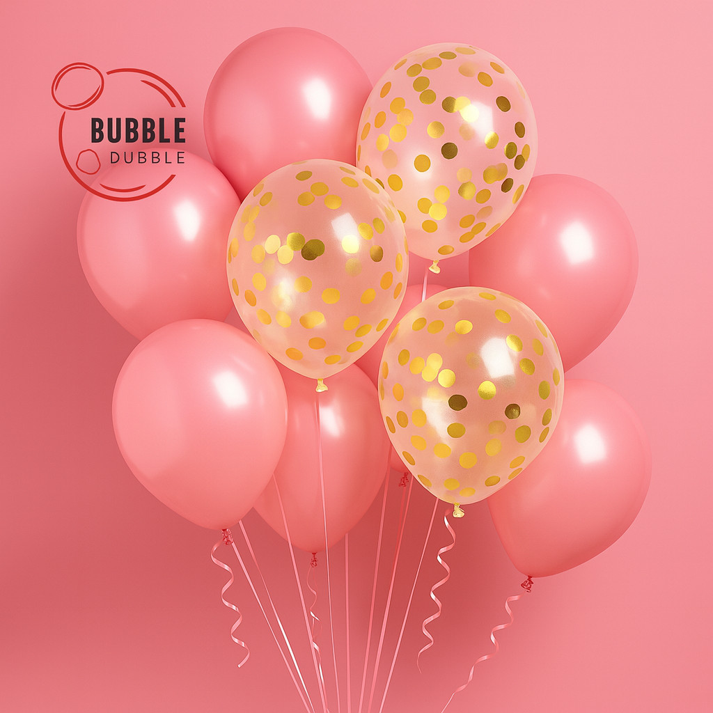 Bulk Lot Pink 12″ Confetti Balloons 20PCS Metallic Latex Decor Birthday Wedding