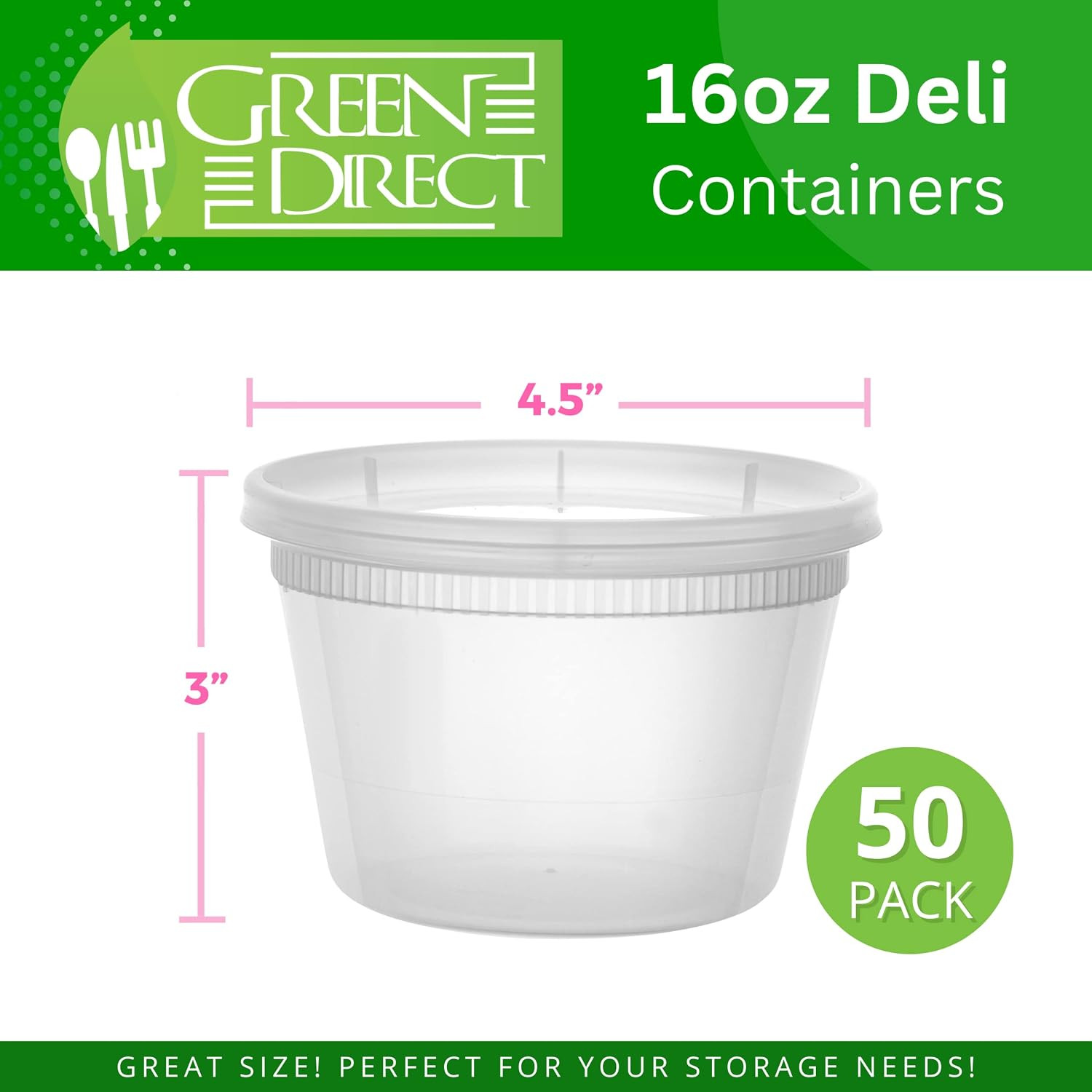 16 Oz. Disposable Clear Plastic Containers with Lids 50 Pack, Lunch Leakproof ro