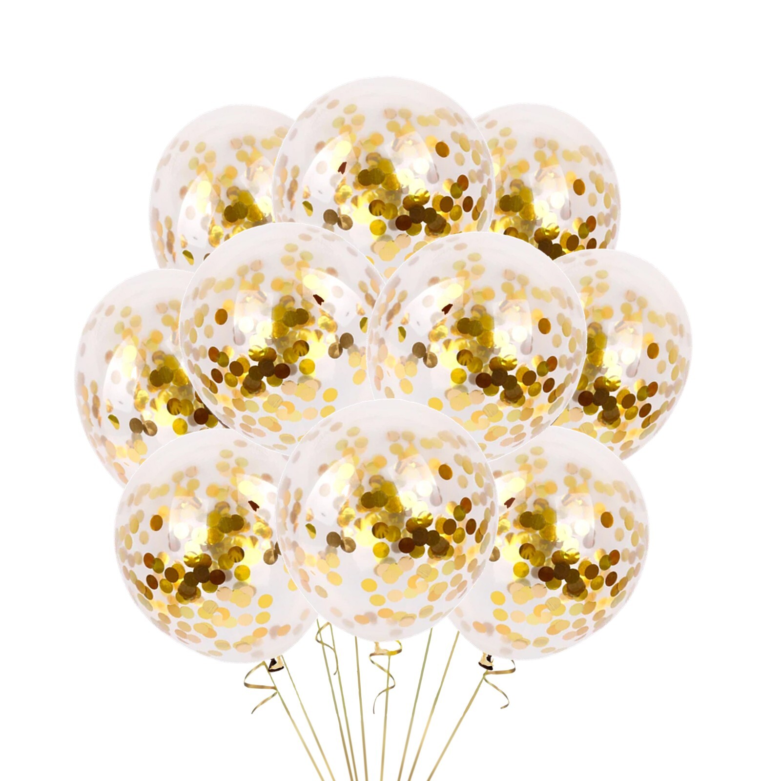 12 Gold Confetti Balloons, 50th Anniversary 12″