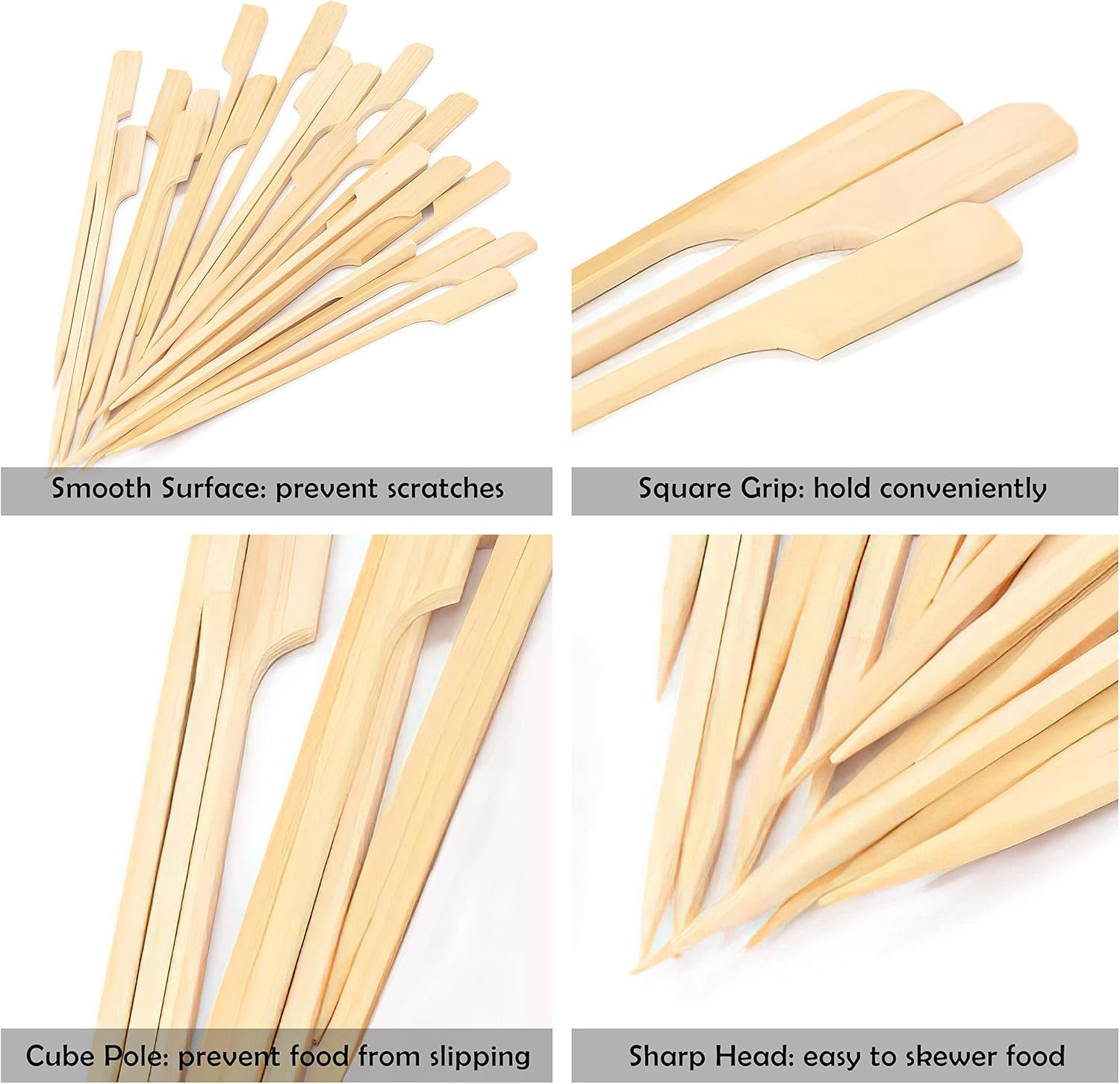 6 Inch Bamboo Skewers 100PCS Food Appetizer Toothpicks Wide Flat Paddle Bamboo W
