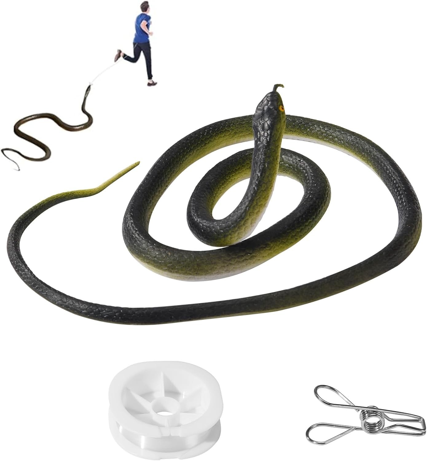Fake Snake, Rubber Snake Prank with String and Clip, Realistic Rubber Snake P…
