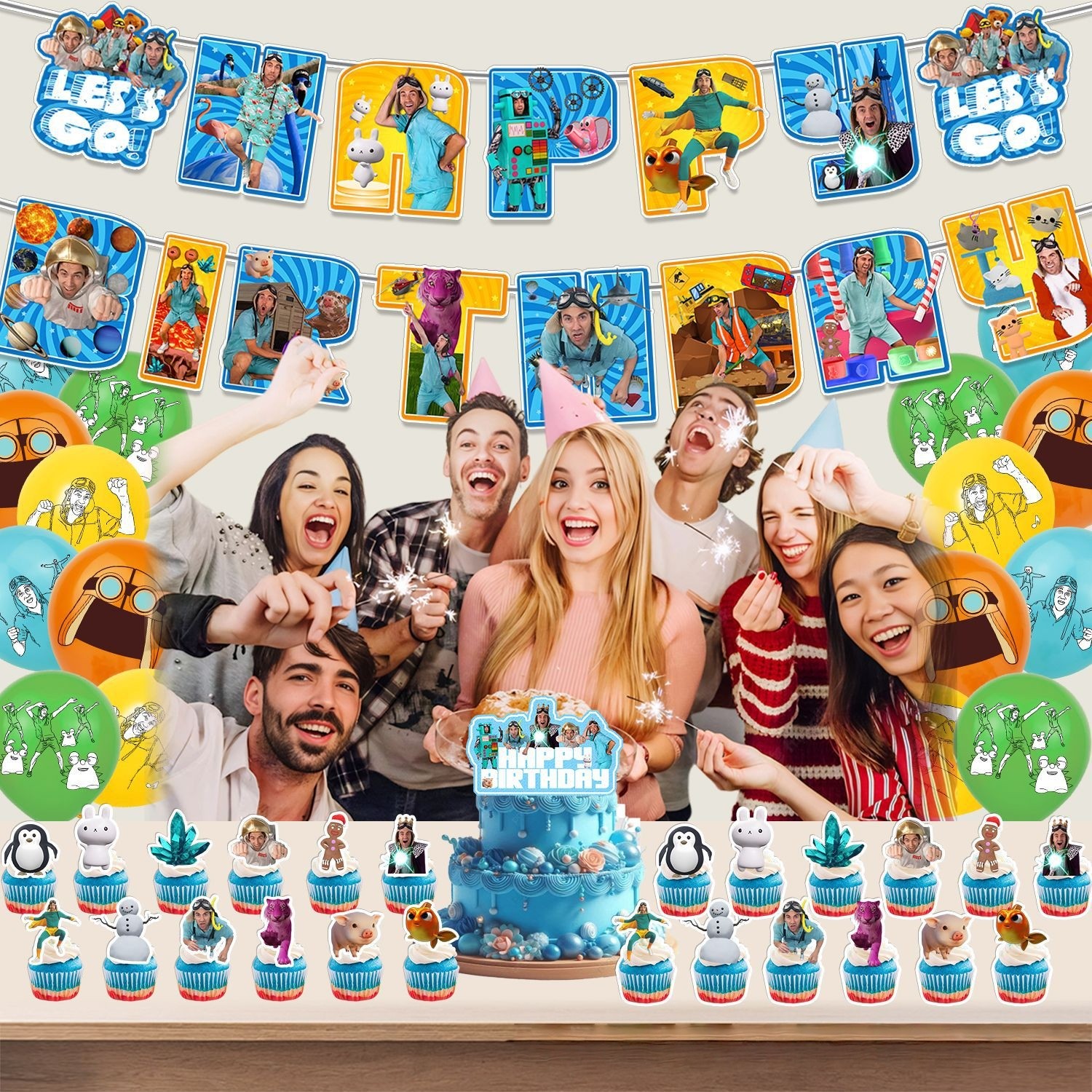 Danny Go Party Supplies Birthday Decoration Set Balloons Backdrop Cake Toppers