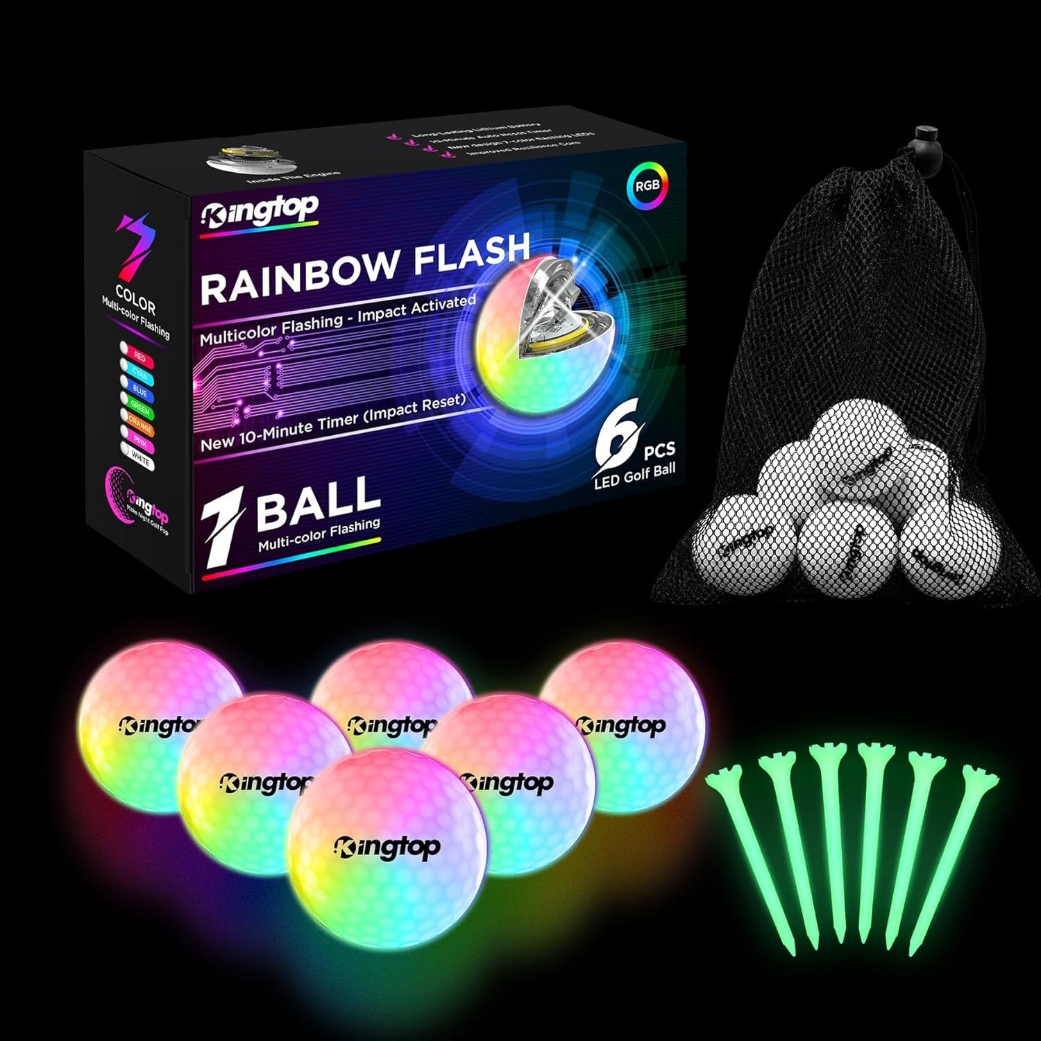 Upgraded Glow in the Dark Golf Balls – Super Bright Light up LED Golf Ball