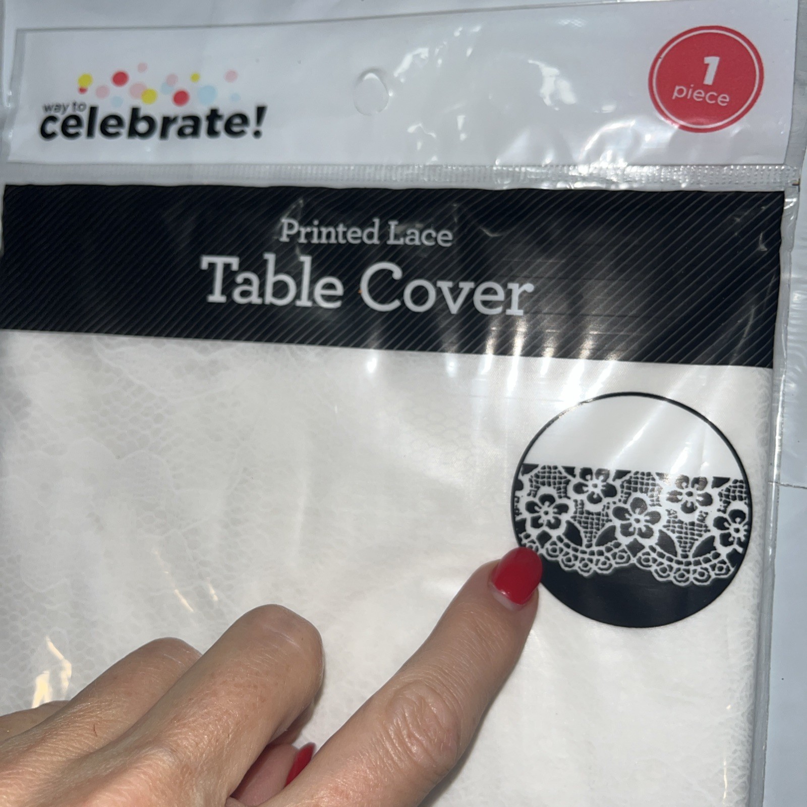 NEW Plastic Tablecloth LOT Rectangle & ROUND Table Covers Black Gold White Lace