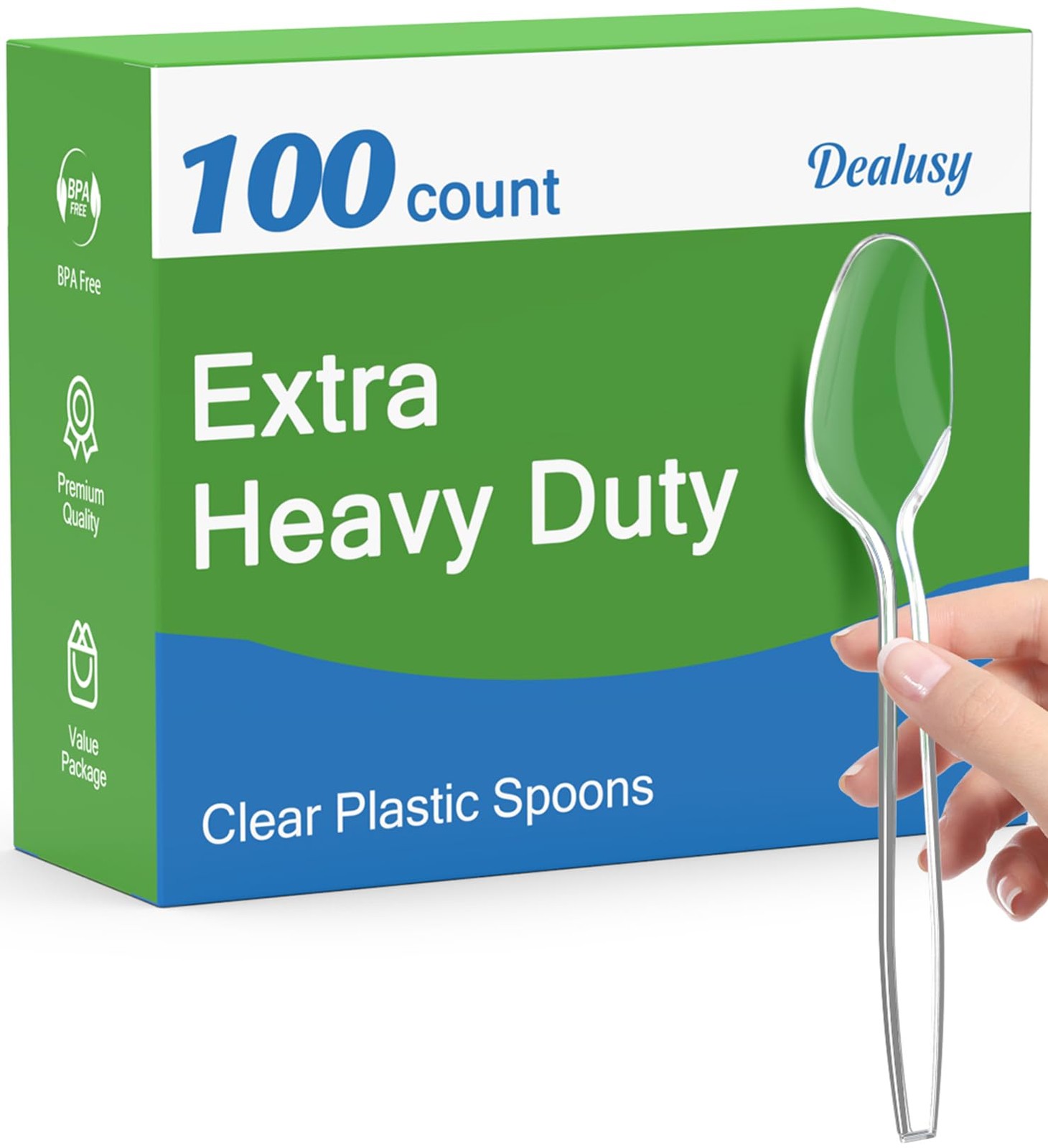 100 Count Clear Plastic Spoons Disposable, BPA-Free, Heat Resistant, Solid an…