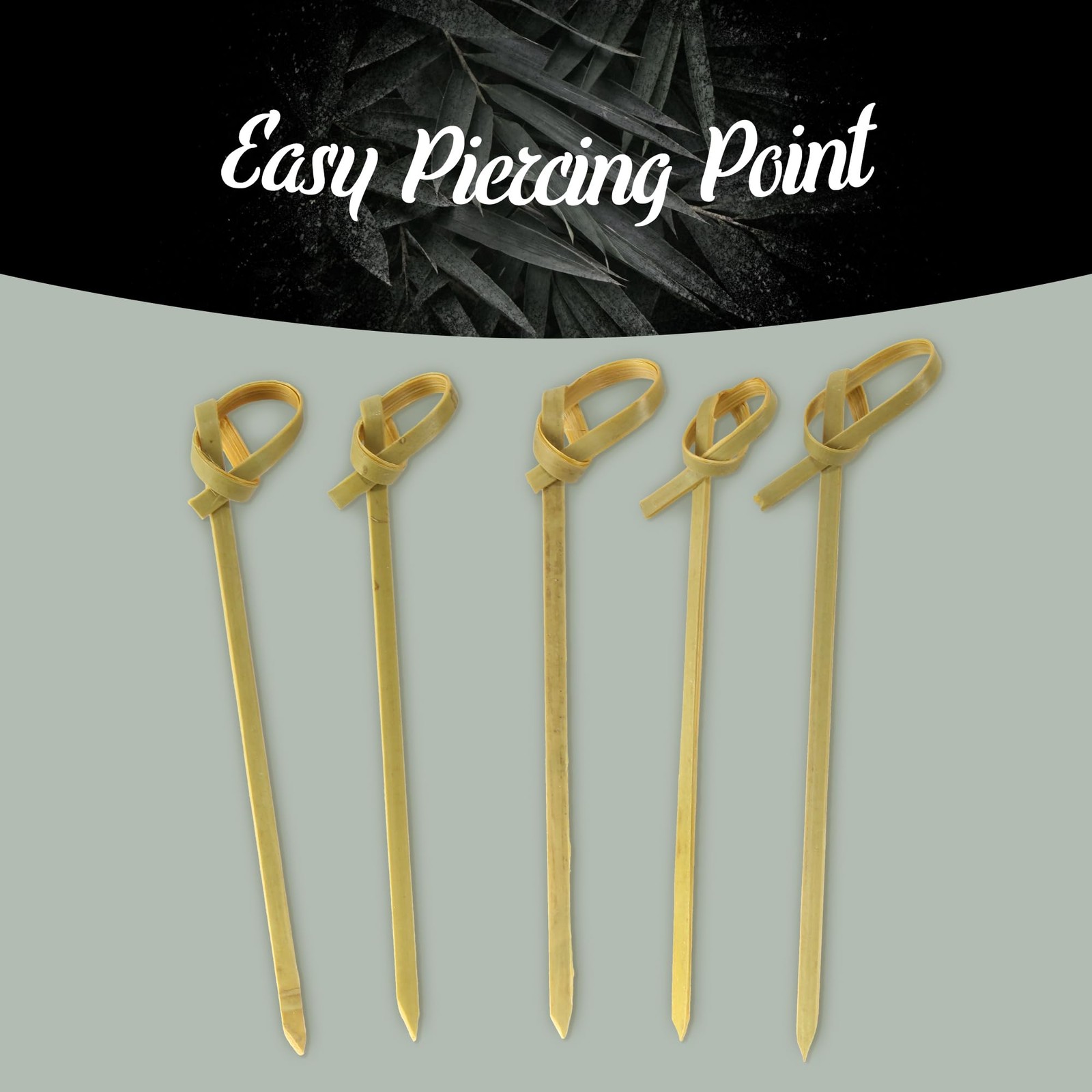 2.6″ Bamboo Green Knot Food and Cocktail Skewer Picks – 1,000 Pieces