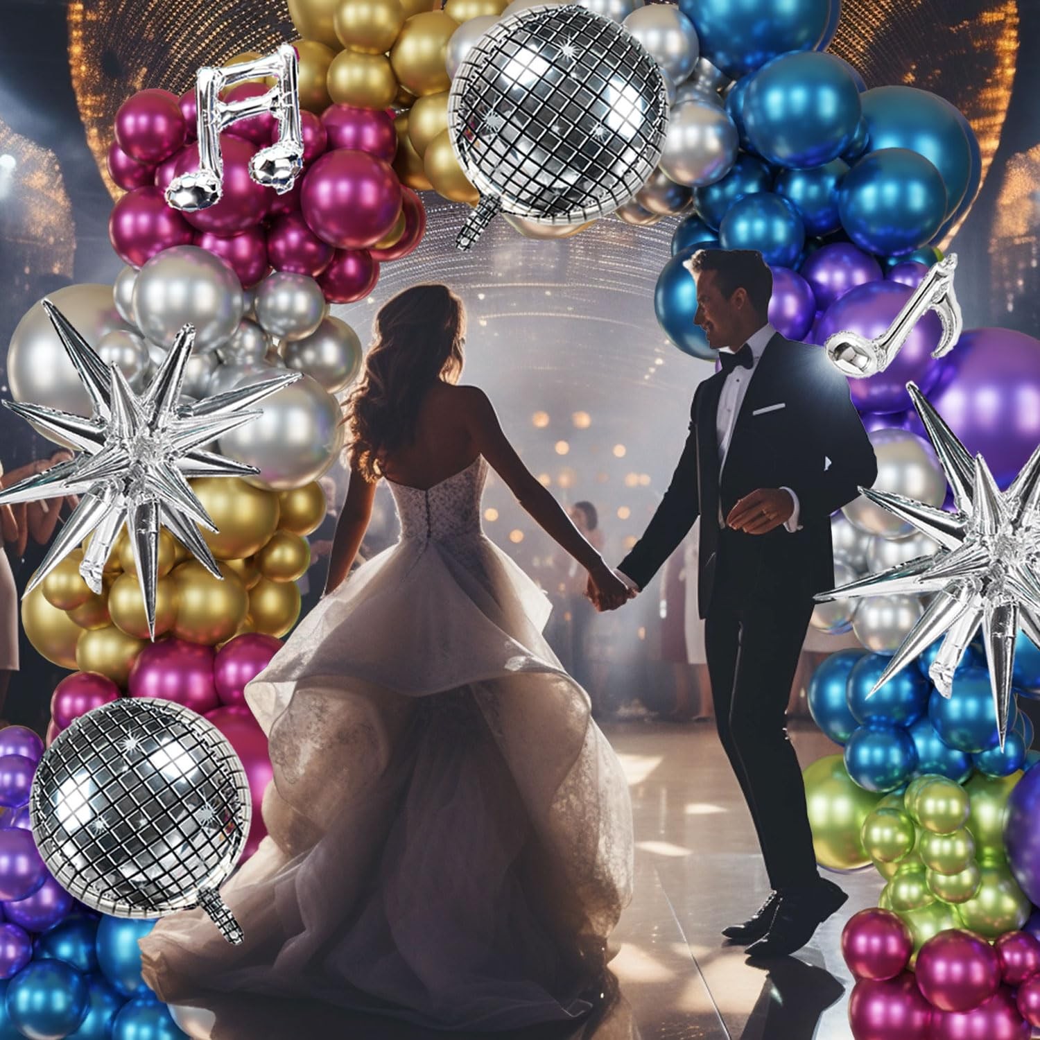 Metallic Balloon Garland Kit Disco Colorful 80s 90s Retro Dance Party Chrome …