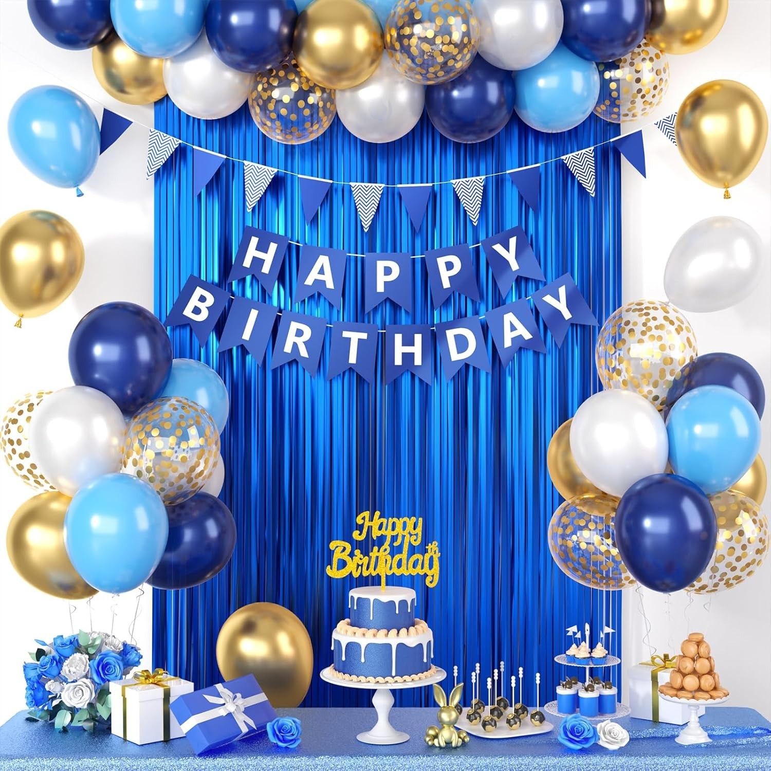 Navy Blue Birthday Decorations, Dark Happy Birthday Party Decorations With Me…