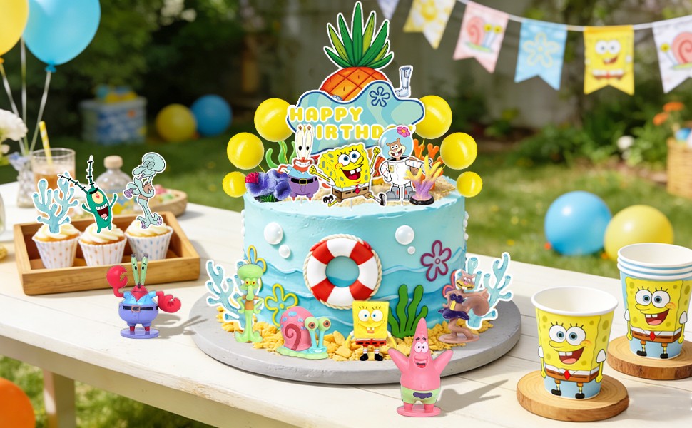 SpongeBob Cake Decoration 39 PCS SpongeBob Patrick Cake Toppers Cupcake Toppers