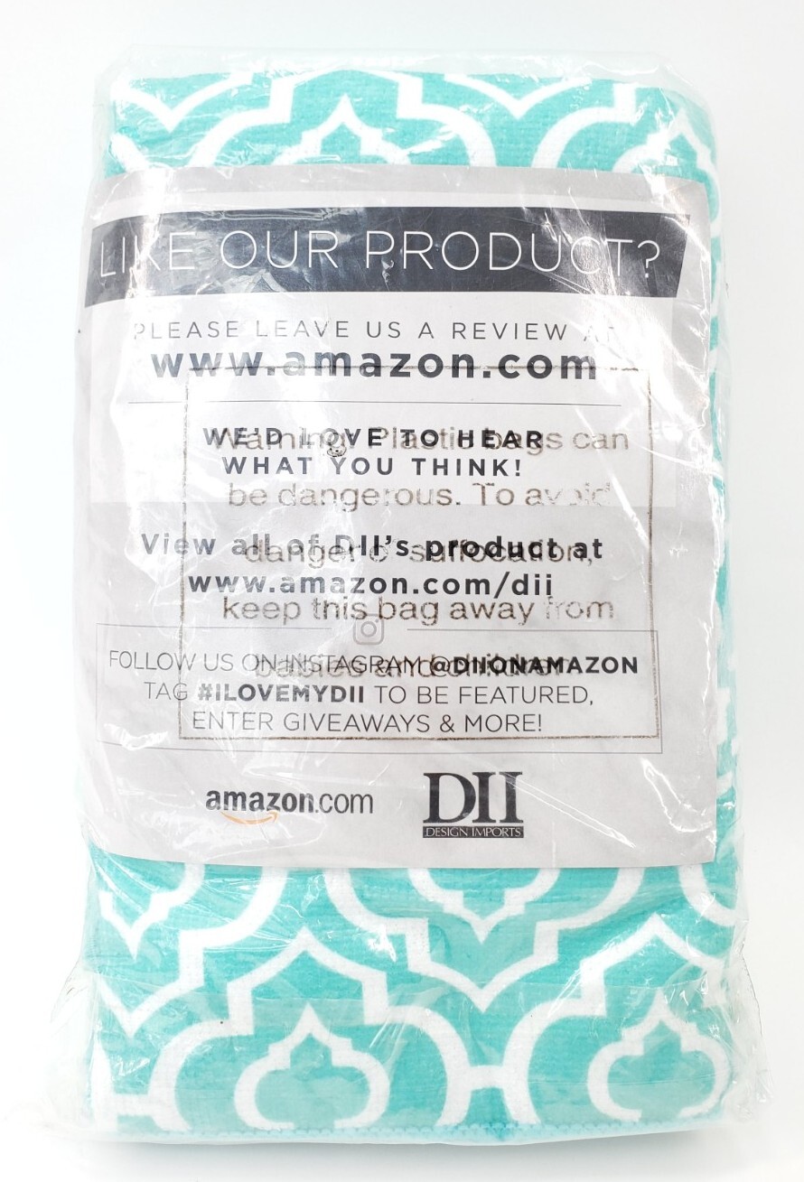 DII Modern Polyester Fabric Lattice Dishtowels in Teal Blue (Set of 4)