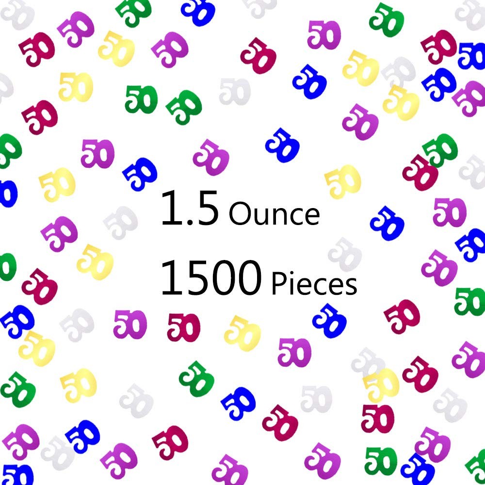 MultiColor Number 50 Confetti Anniversary Party Event Decor 1.5 oz
