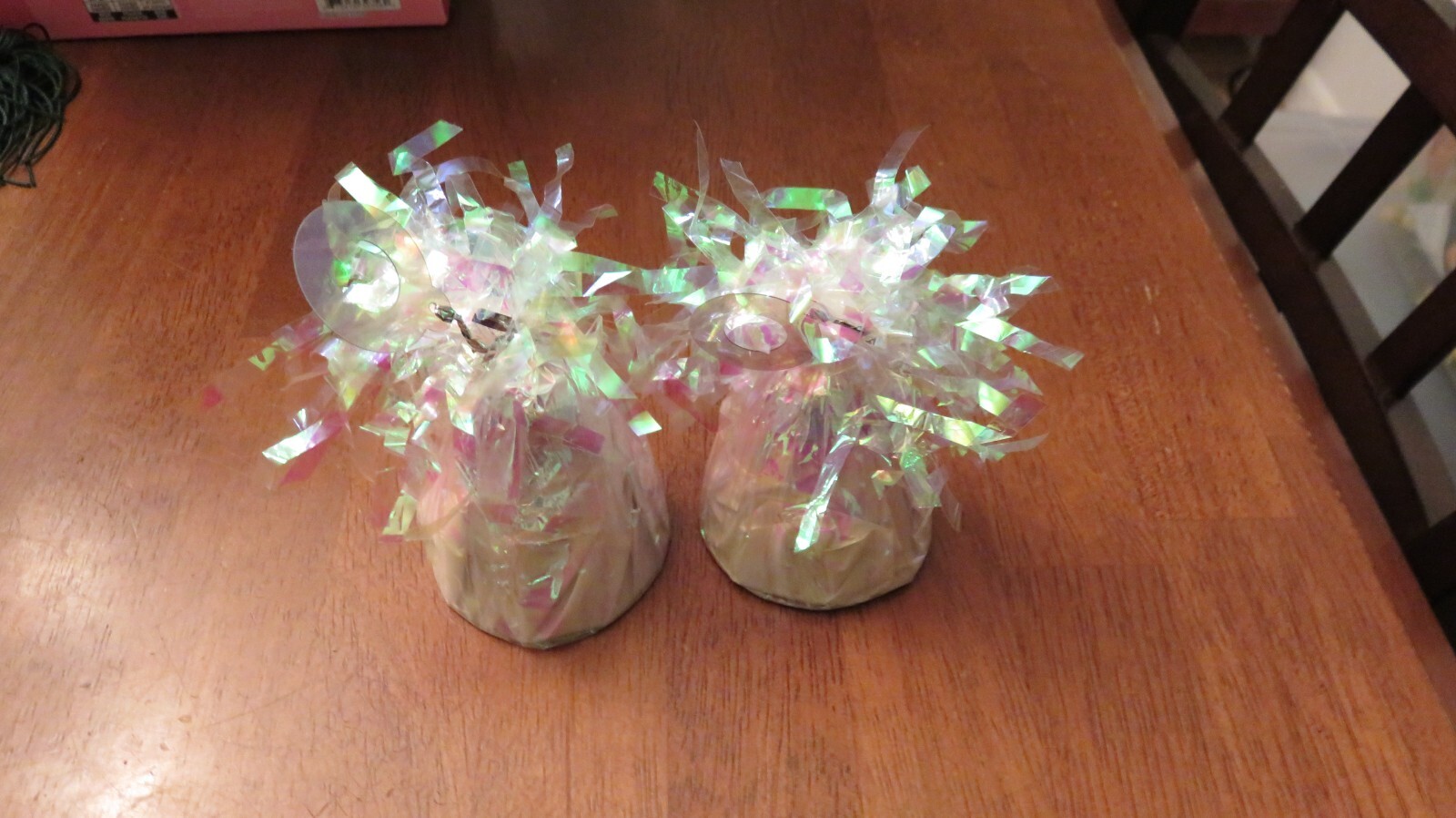 Set of 2 Iridescent Balloon Weights Party Birthday Supplies – 3″ tall