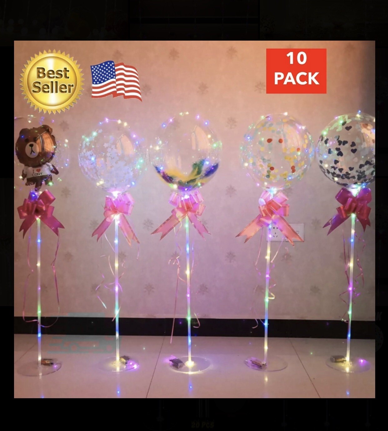 10 PCS Stand For Balloons All Size, Column For Party Decoration Base Para Globos