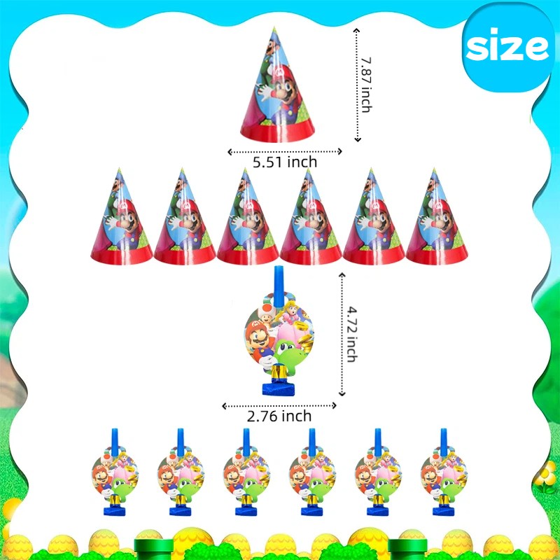 36Pcs Super Mario Party Decoration Mario Party Favors Kids Game Gift Photo Props