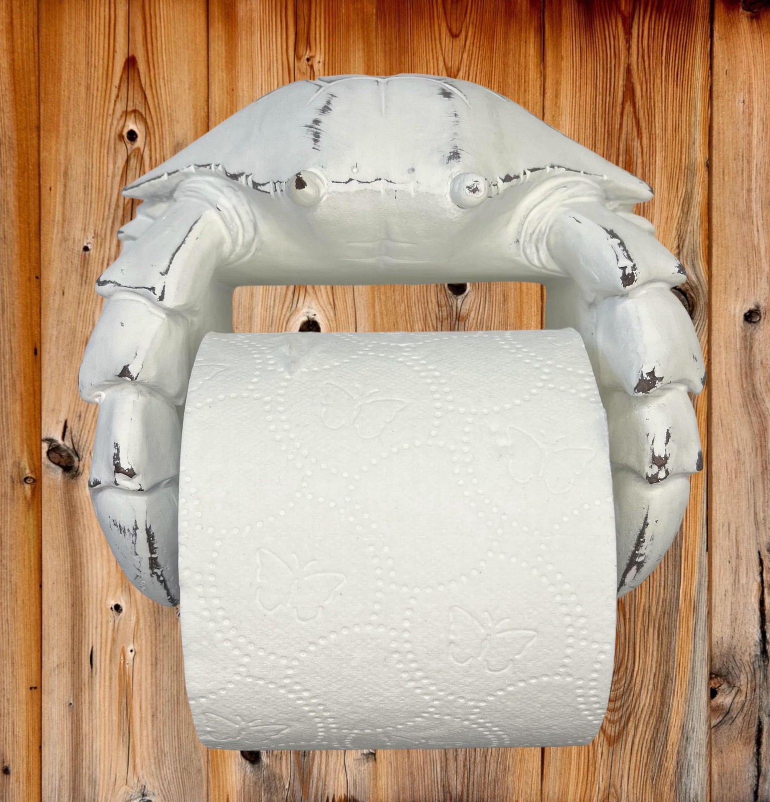 Crab Wall Mount Toilet Paper Roll Holder – Unique Decorative Rustic Nautical Bea