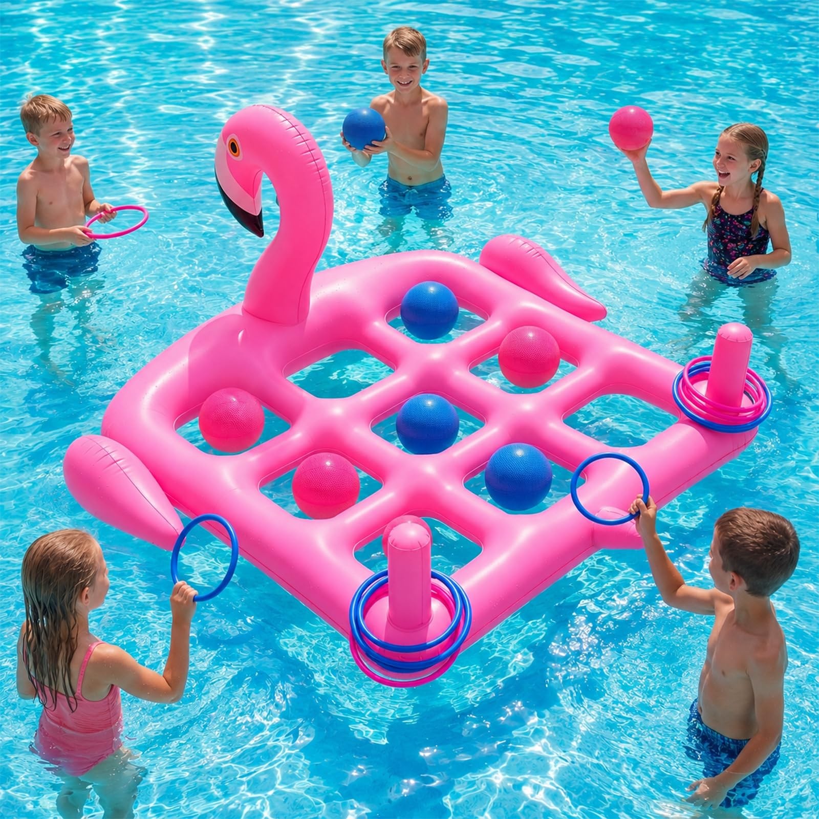 Pool Party Toys Games Set -Giant Tic Tac Toe Pool Toy- 2-in-1 Inflatable Game…
