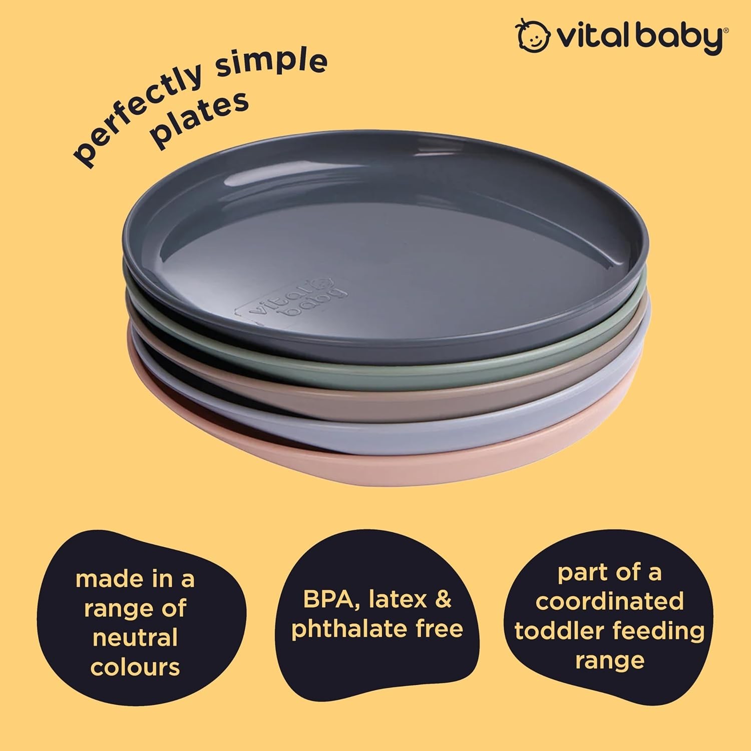 Scooped Side Dinner Plates for Easy Self-Feeding – BPA Free & 5 Pack