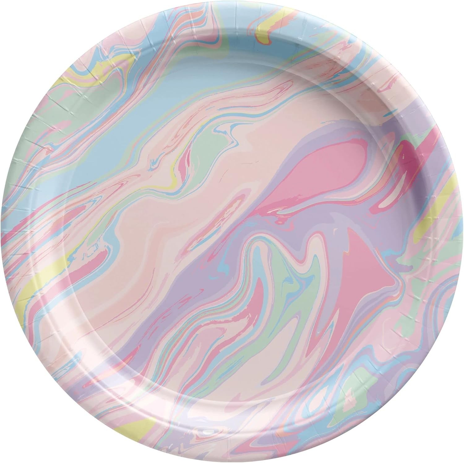 Marble Pastel Rainbow Solid Color Floral Garden Party 6.75″ Paper Dessert Plates