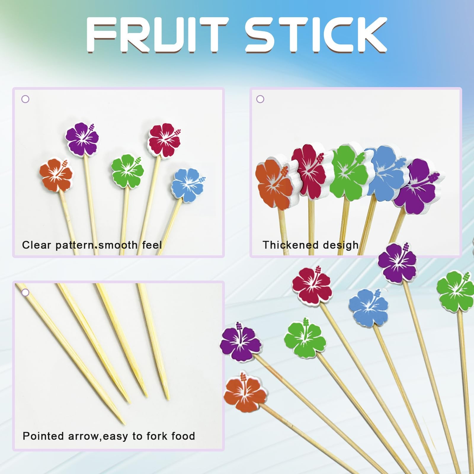 100pcs Flower Cocktail Picks, Toothpicks for Appetizers, 4.7 inch Long Bamboo…