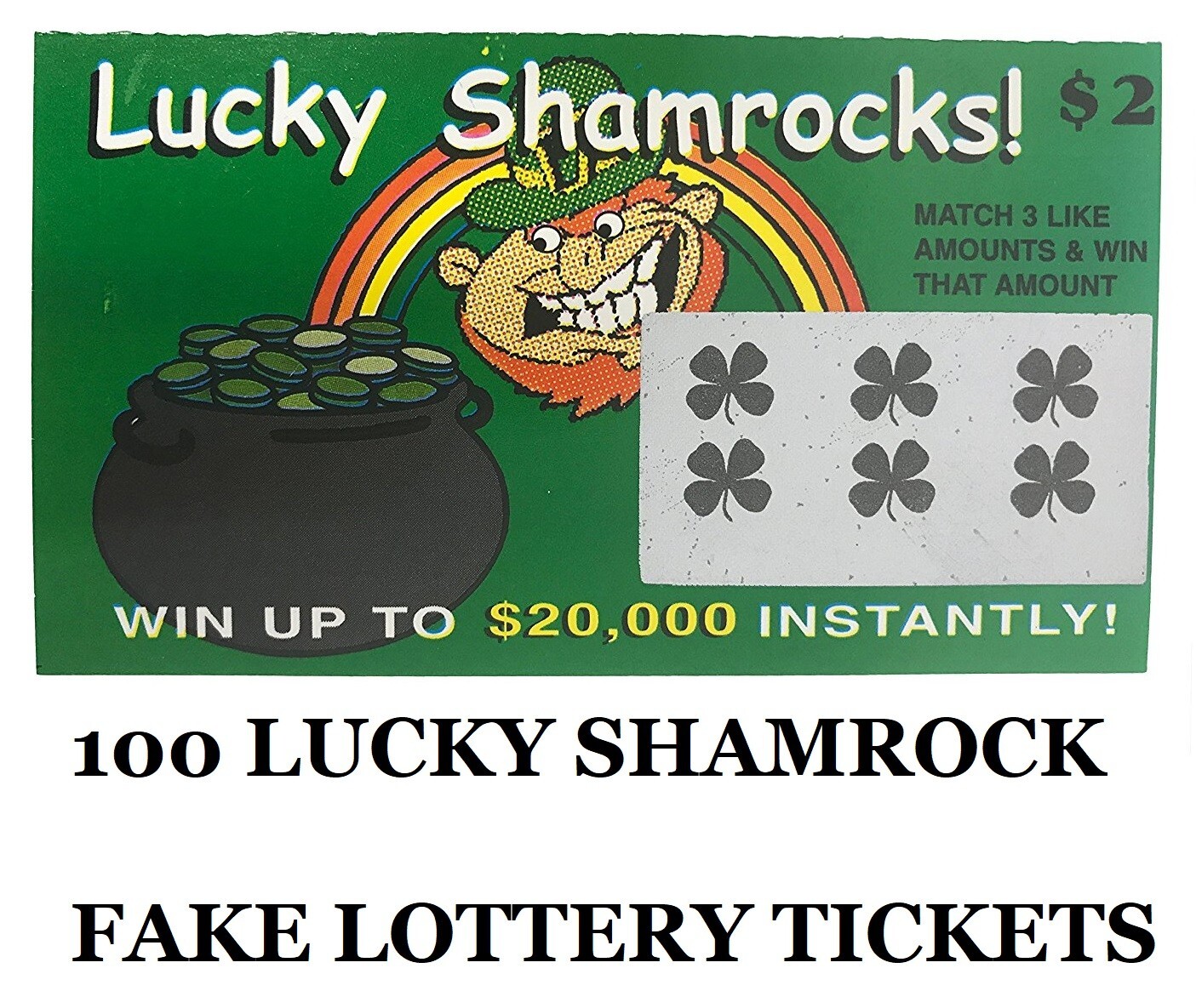 100 FAKE LOTTERY TICKETS- Prank Gag Gift Phony Lotto Tickets-Great Joke