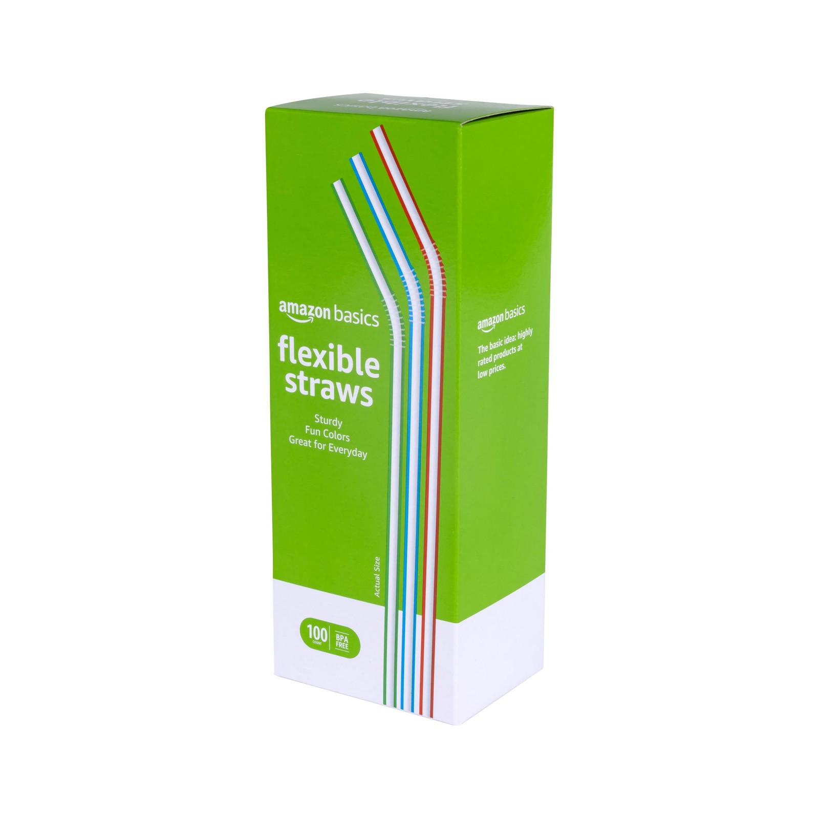 Amazon Basics Disposable Striped Plastic Flex Straws BPA Free Food Safe 7.5 Long