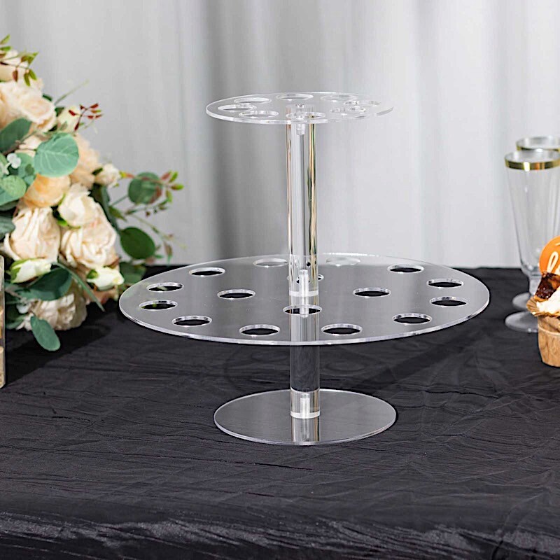 12 in Clear 2 Tier Acrylic Ice Cream Cone Holder Dessert DISPLAY STAND Party