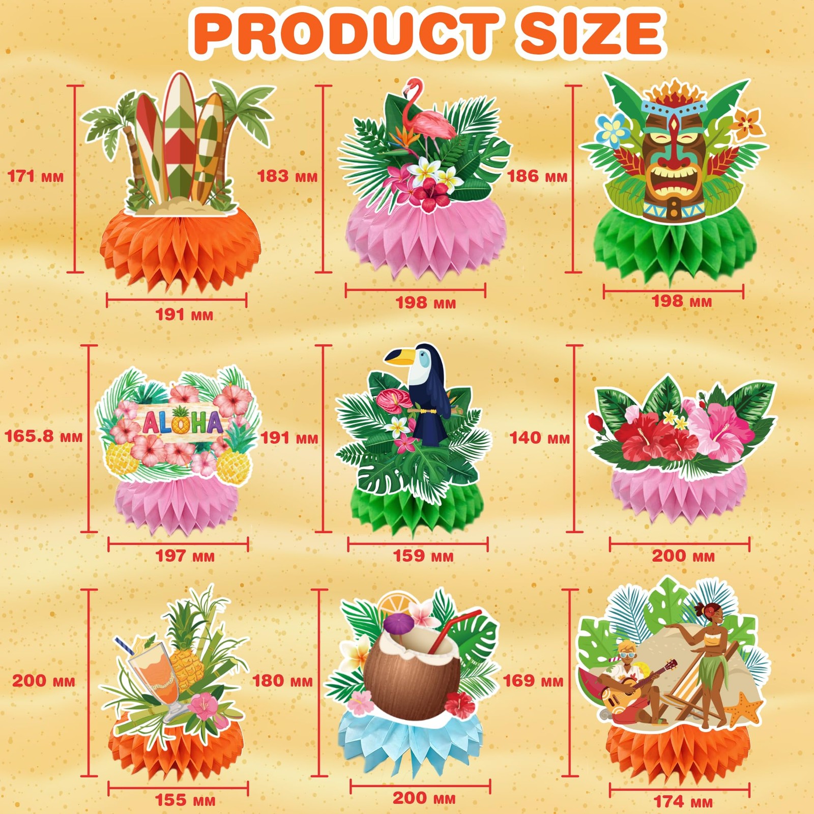 12 Pcs Flamingo Honeycomb Centerpieces Table Decor Birthday Party Decorations