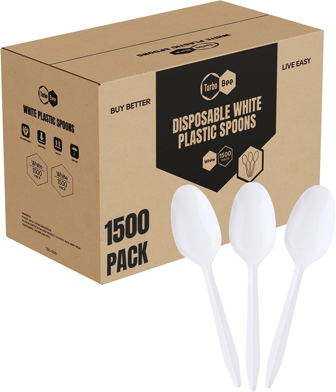 1500 Pack Disposable Plastic Teaspoons Bulk, White Plastic Dessert Spoons for Ic