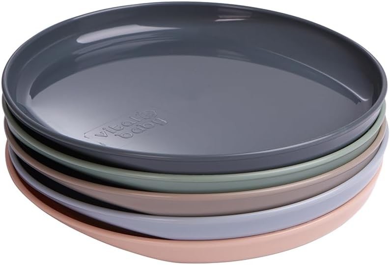 Scooped Side Dinner Plates for Easy Self-Feeding – BPA Free & 5 Pack