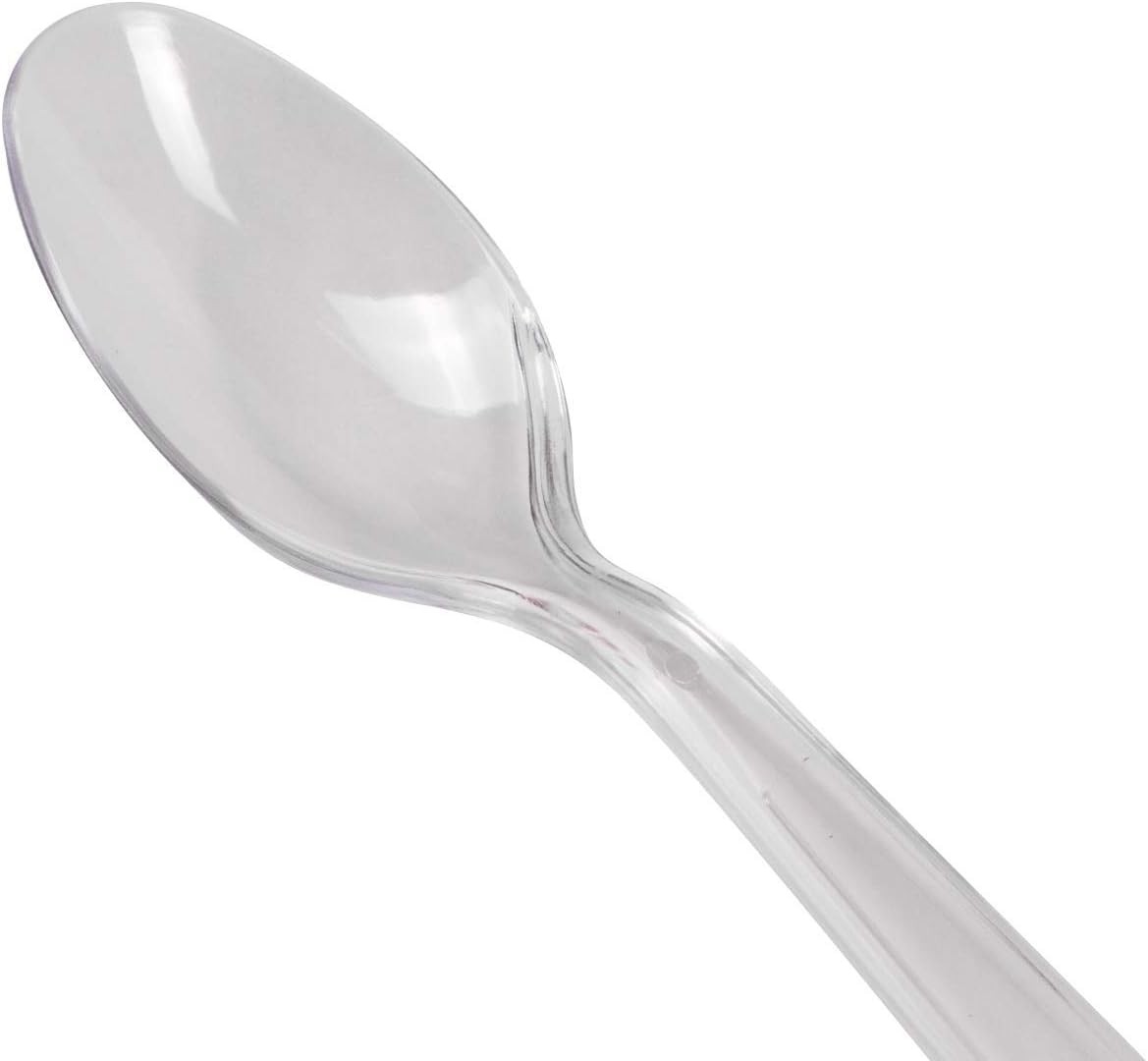 6.5″ – 1,000 Pack] Clear PS Plastic Extra-Heavy Weight Disposable Teaspoons