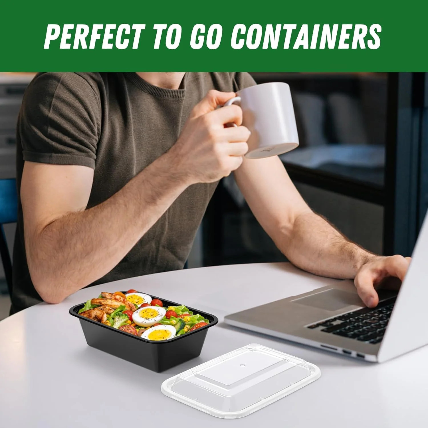 Dealusy 50 Pack (100-Piece) 24 oz Meal Prep Containers Reusable with Lids, Sturd