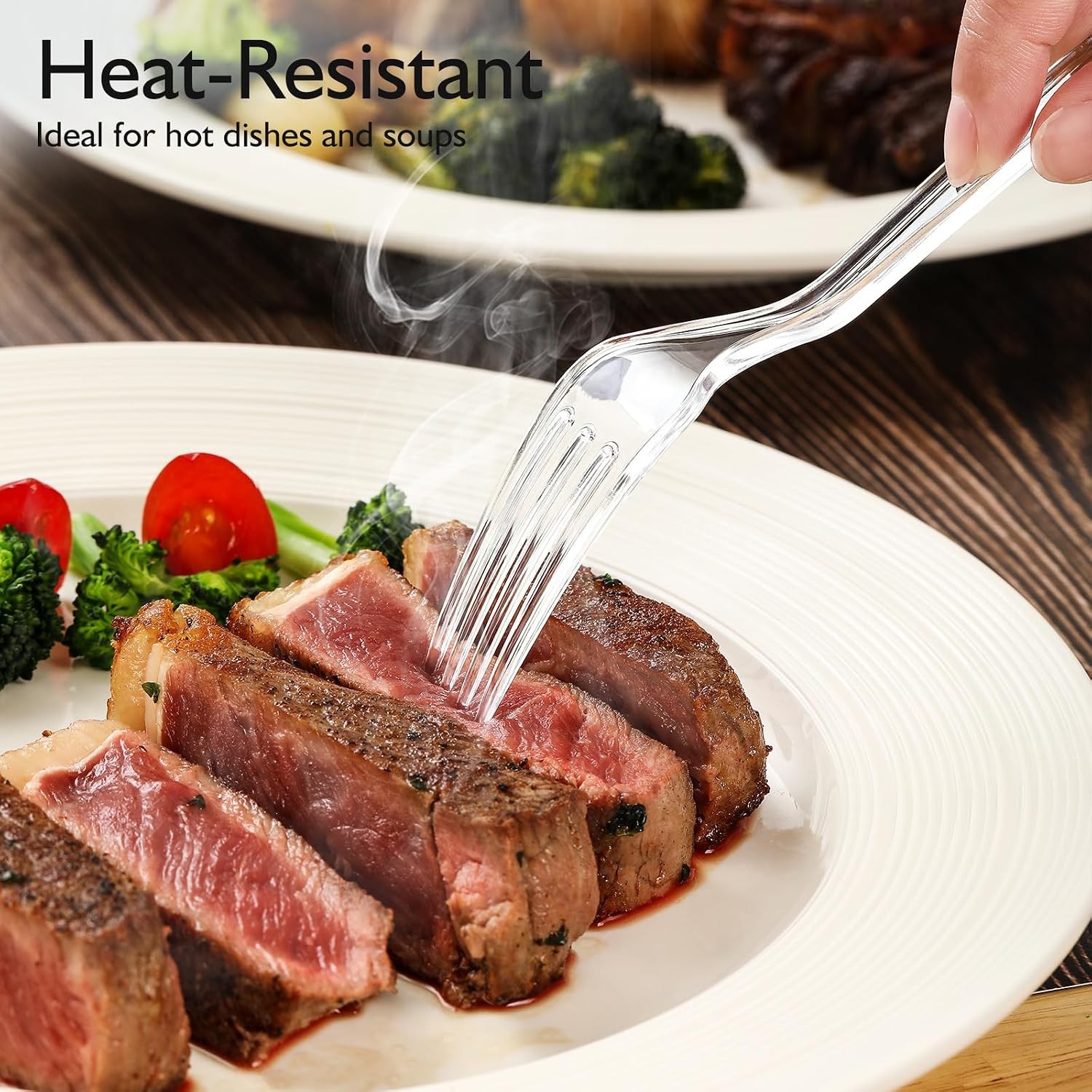 100 Count] Clear Plastic Forks Heavy Duty, Premium Disposable Forks, Durable