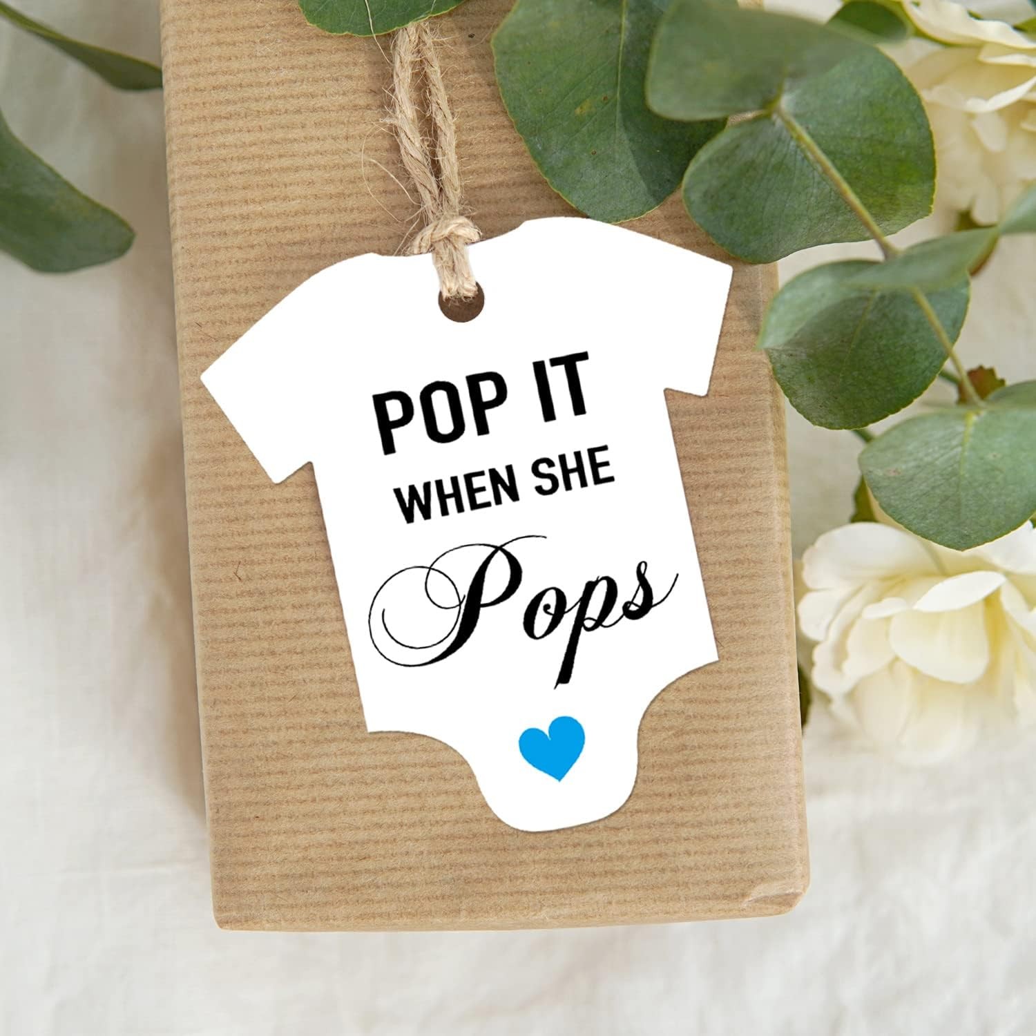 Baby Shower Bottle Tags, 50 Pcs Pack with 65 Feet Golden Ribbon, 2×2.2inch