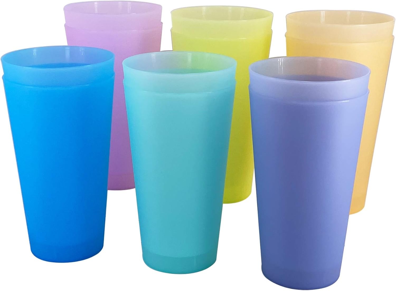 32 oz Large Plastic Cups, Unbreakable 12 Count (Pack of 1), Assorted Color