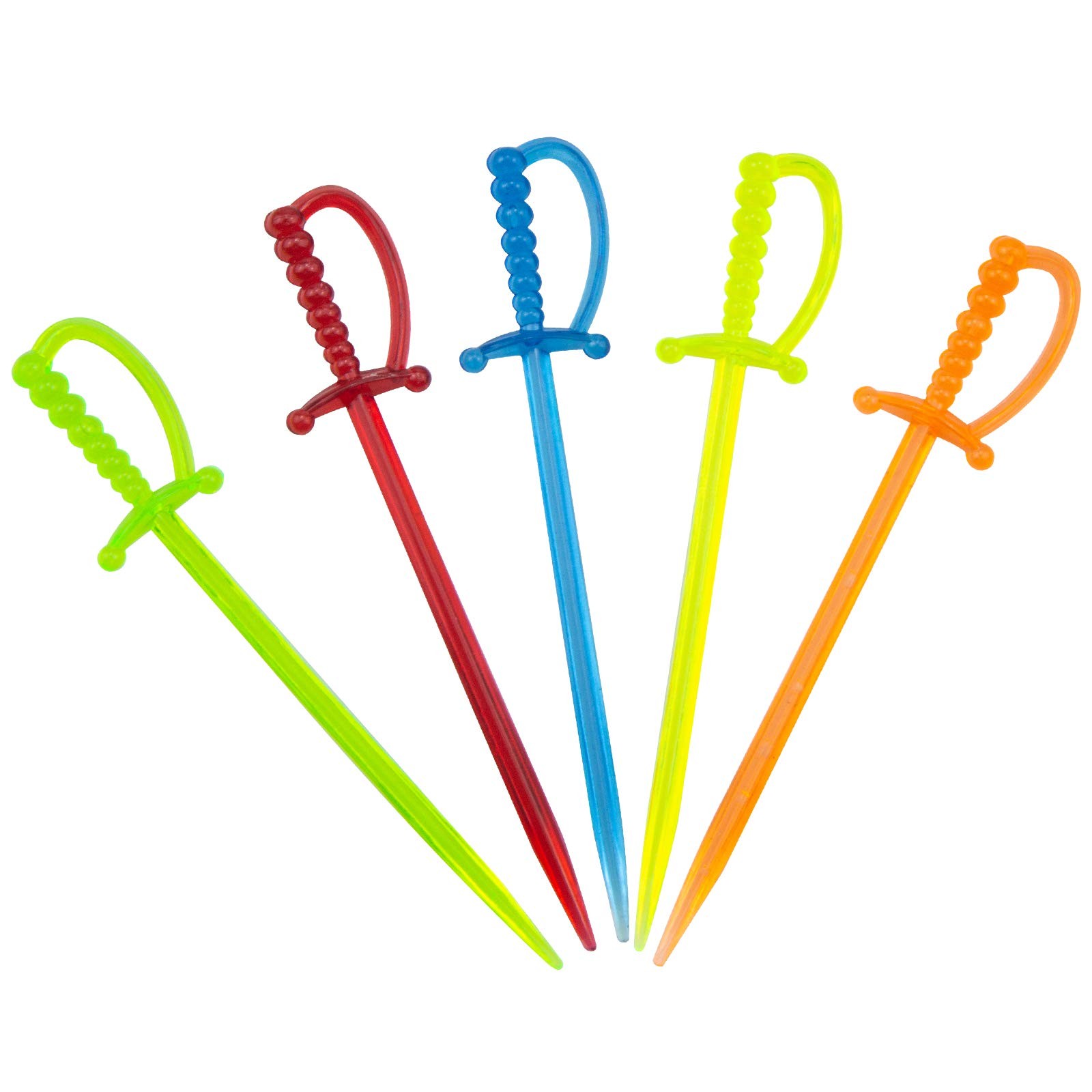 100PCS 3.3 Inch Plastic Sword Toothpicks Picks for Appetizers Fruit Fork Cockta