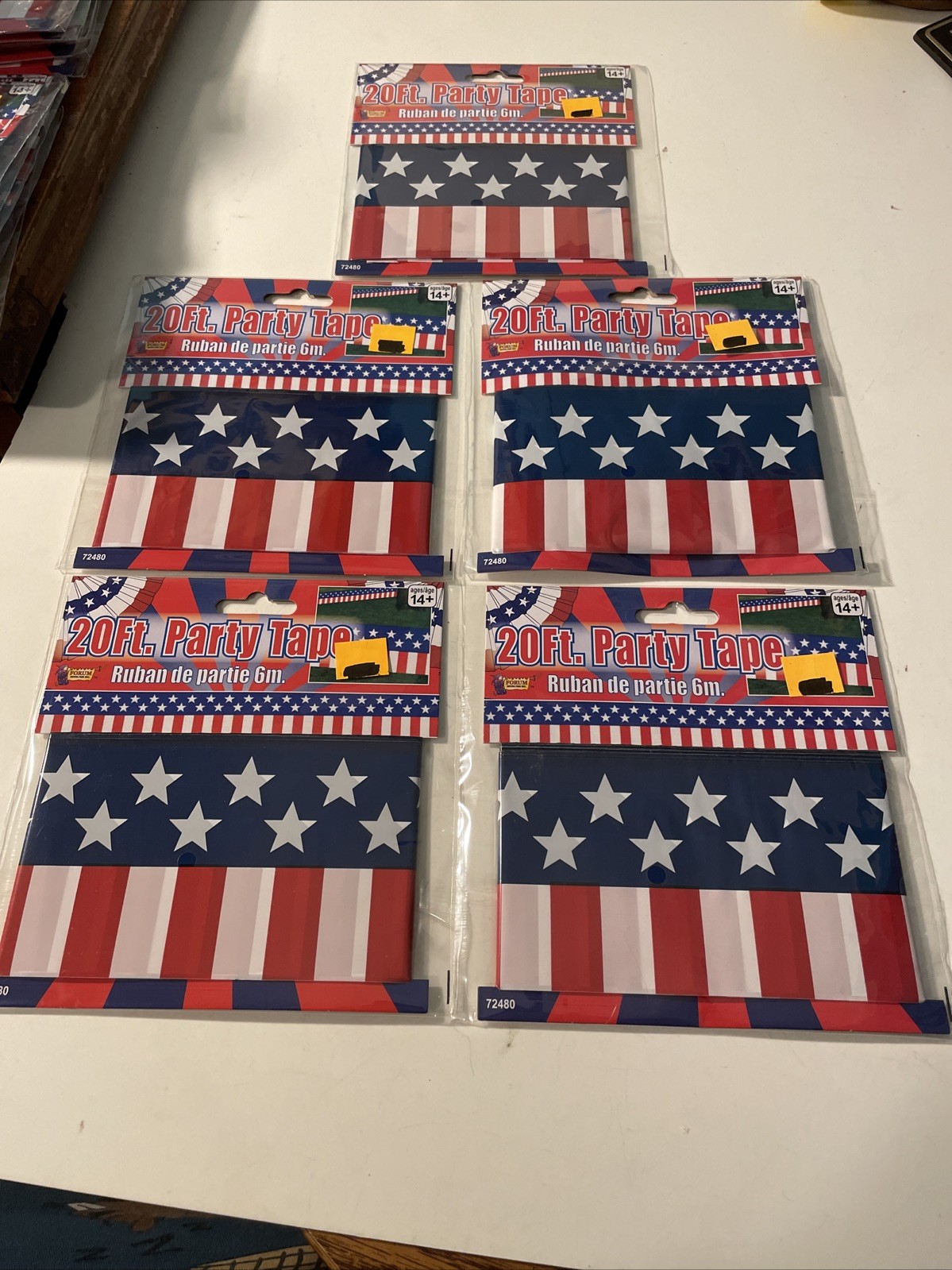 Party Tape Ribbon Banner Flag Stars And Stripes 4th Of July 20ft Lot Of 5