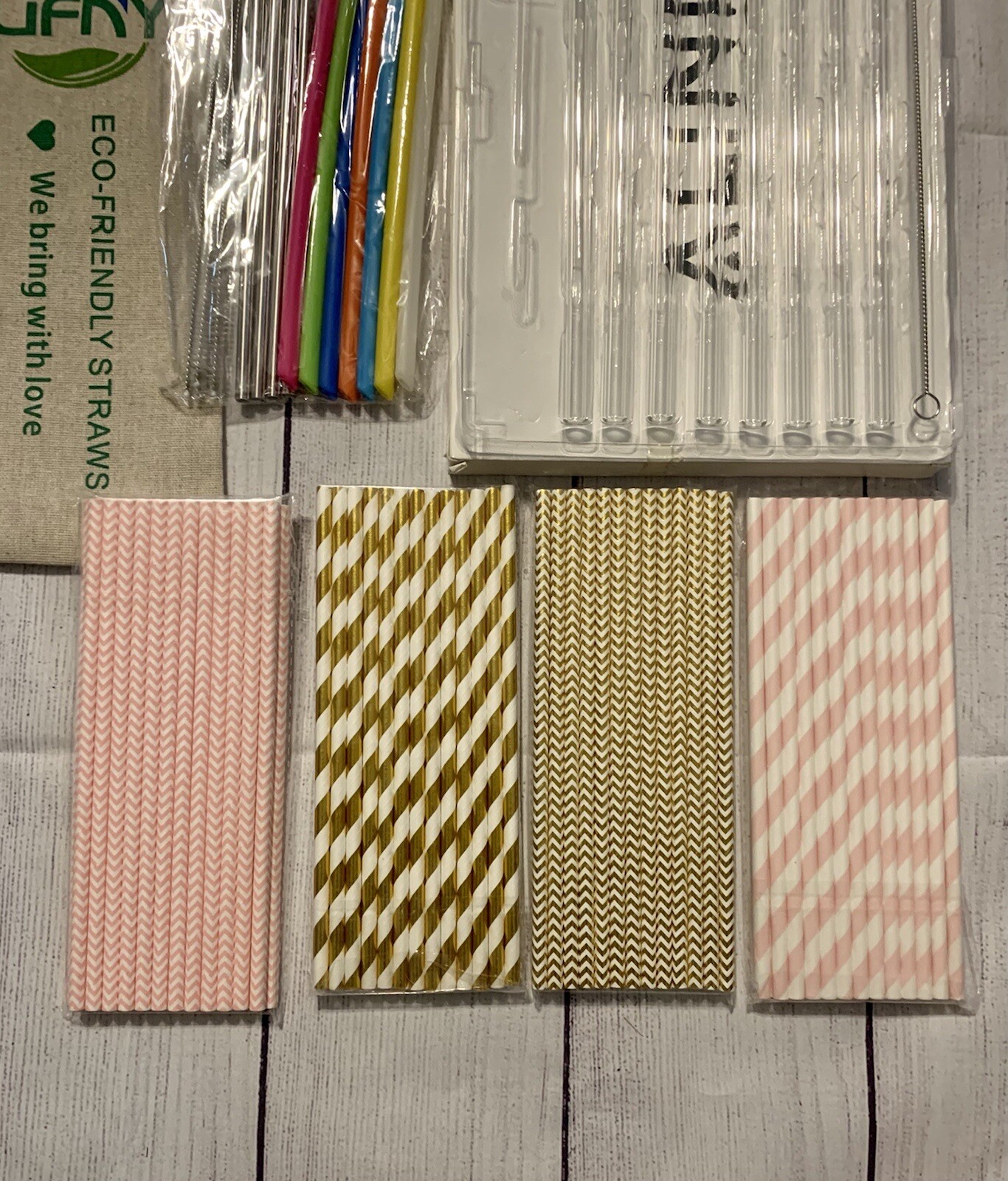 New Reusable Drinking Straws Lot Travel Washable Colored Clear Lot