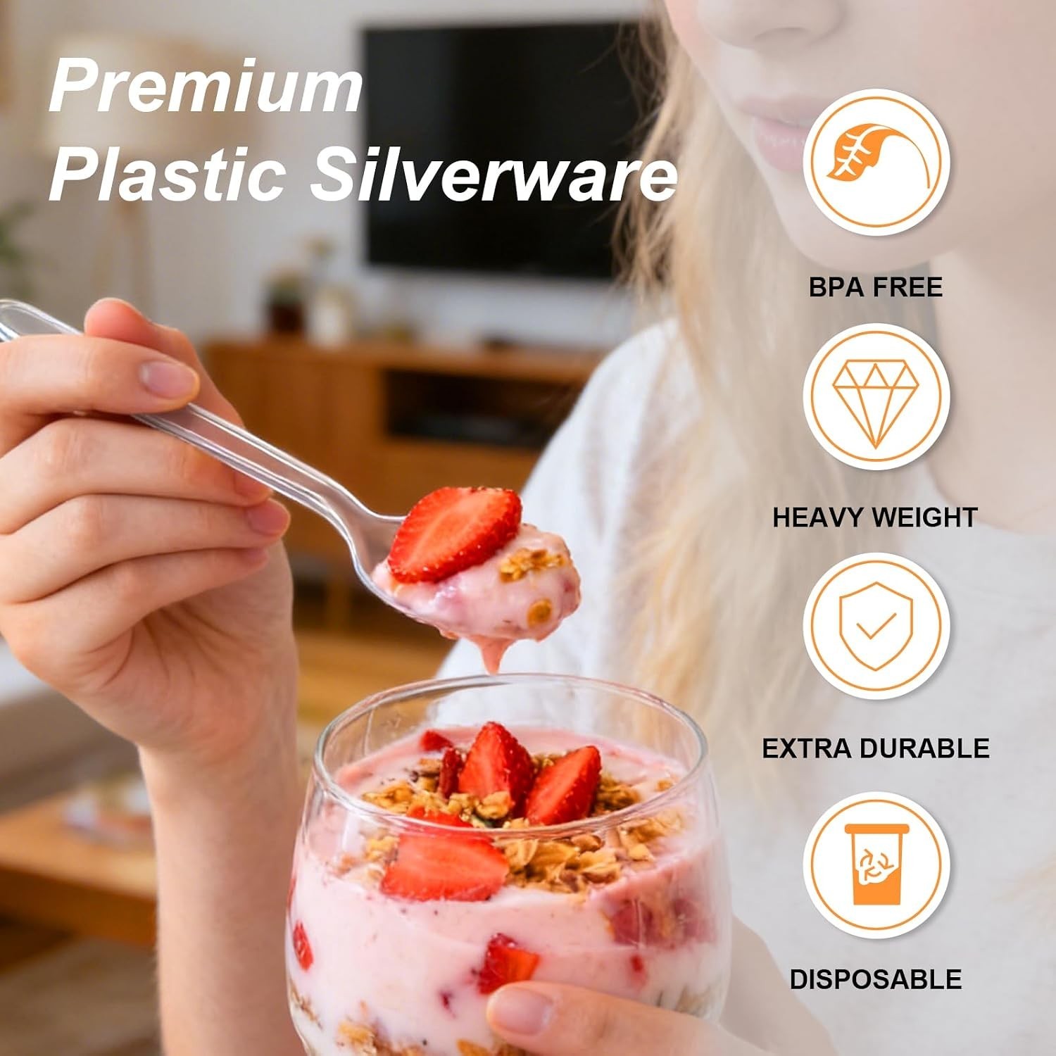 360 Count Extra Heavy Duty Clear Plastic Forks and Spoons, 180 Forks, 180 Spo…