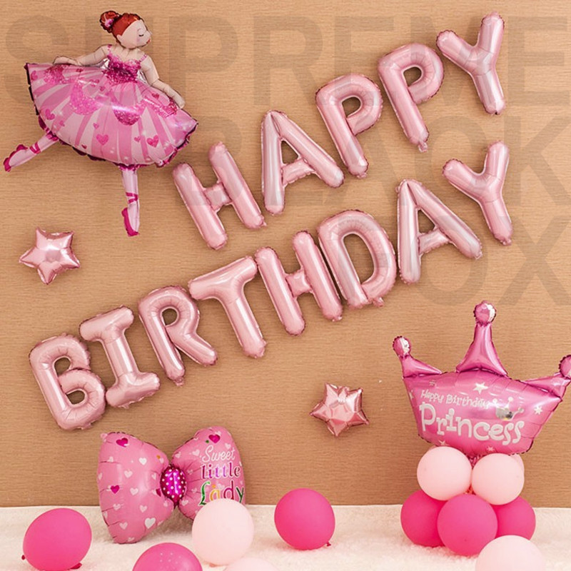 Happy Birthday Balloons Banner Balloon Bunting Party Decoration Self Inflating
