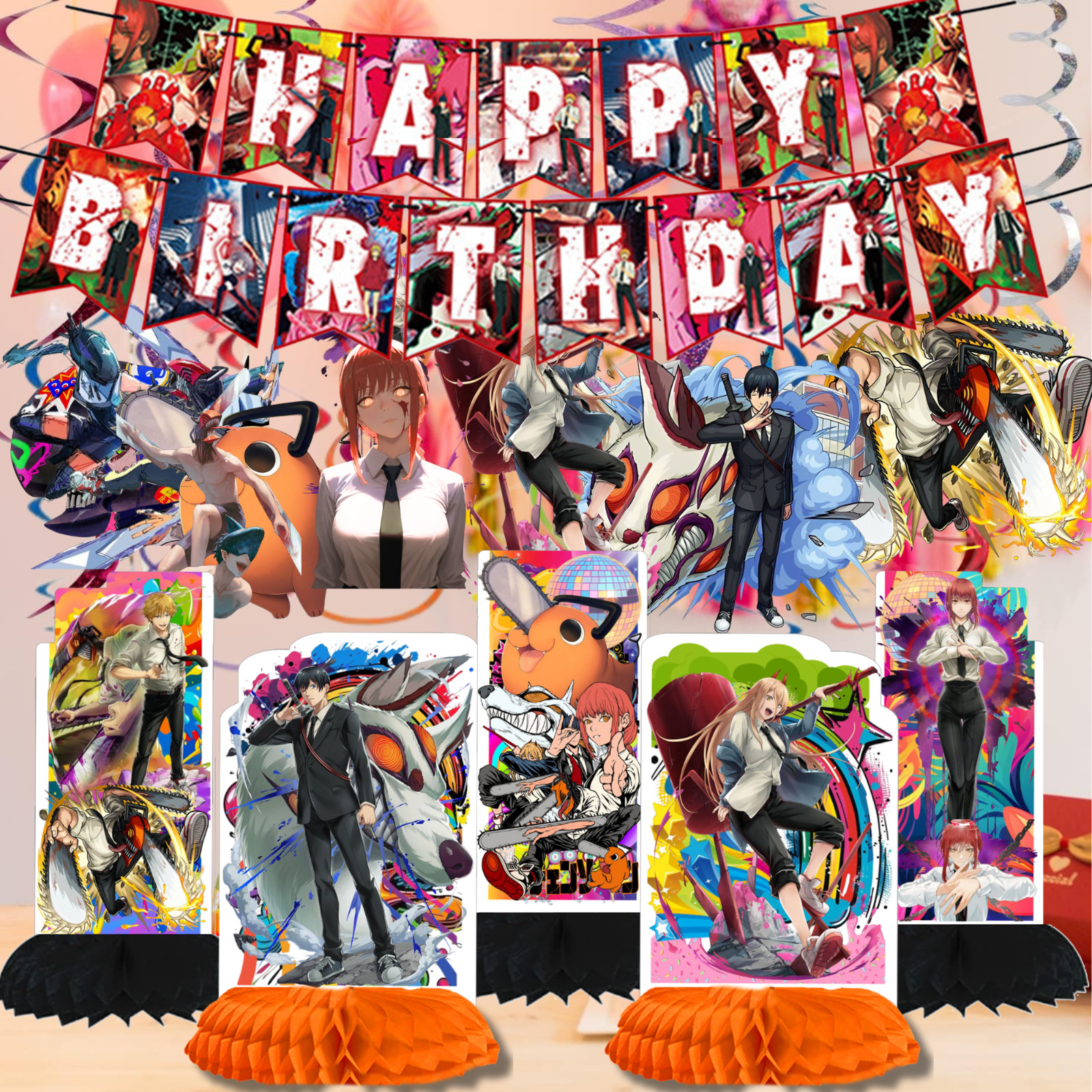 CHAINSAW MAN birthday party supplies favor centerpiece decoration event theme