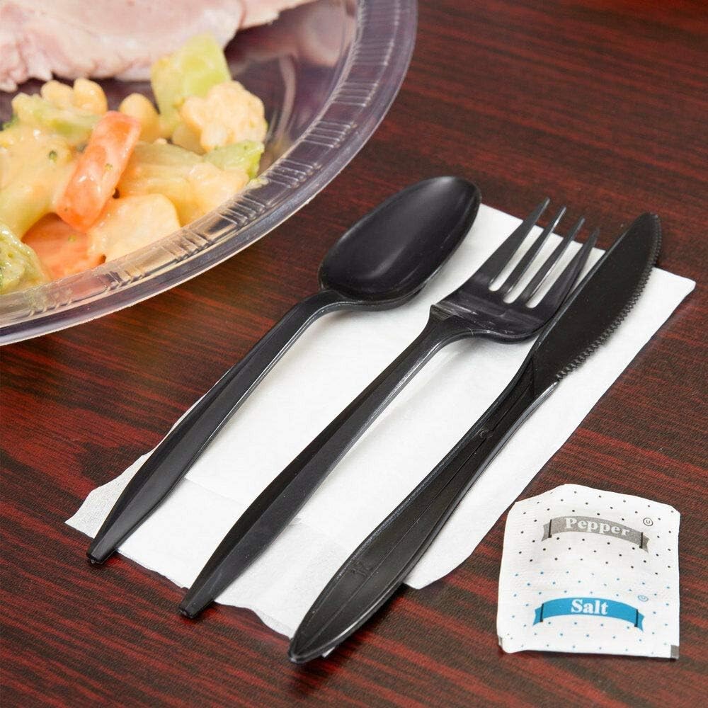 100 Plastic Spoons Black Medium Weight | Plastic Cutlery Disposable Spoons