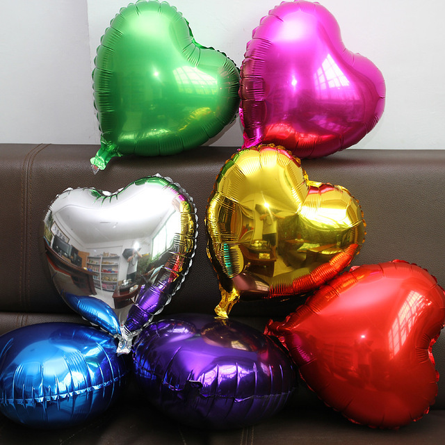 1-24x 10″ 18″ Heart Round Star Solid Foil Balloon Helium Baby Shower Bride BDAY
