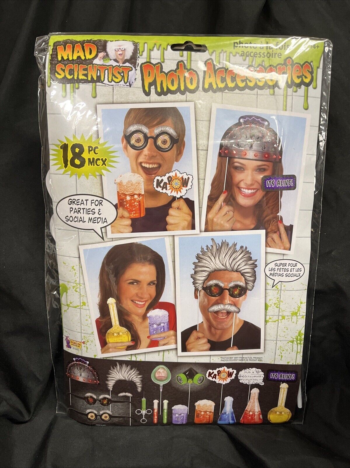Mad Scientist Photo Booth Accessories And Props – 18 Pieces Included