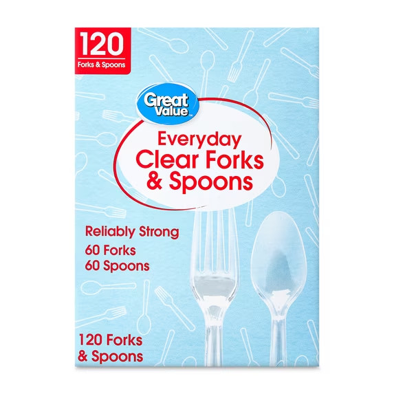 Great Value Clear Plastic Forks & Spoons Combo – 120 Count
